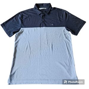 Travis Mathew Men's Golf Black Gray Polo Short Sleeve Shirt, Size Large